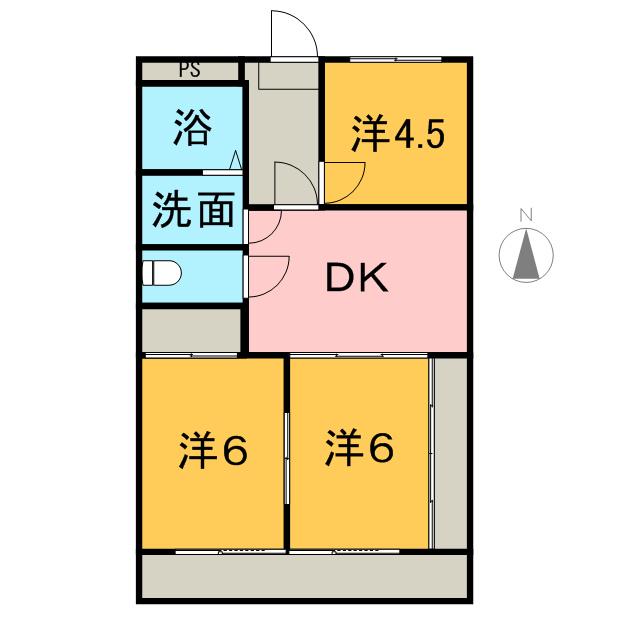 リバーサイドコーポ(3DK/3階)の間取り写真