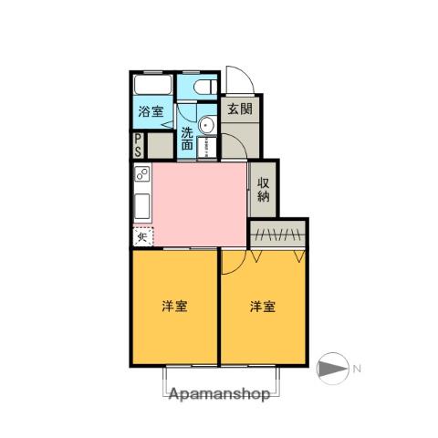 フリーダム アイ(2DK/1階)の間取り写真