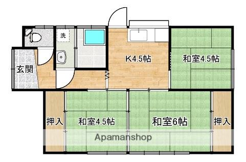 宮崎県都城市 1階建 築36年(3K)の間取り写真