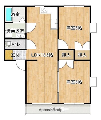 東條ヒルズ(2LDK/1階)の間取り写真