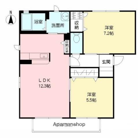 シャーメゾン都(2LDK/2階)の間取り写真
