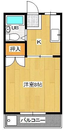 ジェネシスⅢ(1K/3階)の間取り写真