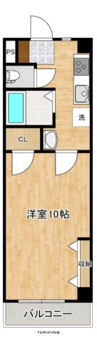 第8年見マンション(1K/5階)の間取り写真