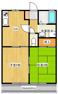 YURIE(2DK/2階)の間取り写真