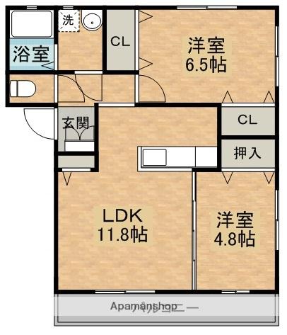 ネオハイツ宮丸(2LDK/2階)の間取り写真