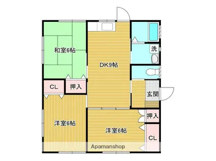 宮崎県都城市 1階建 築14年(3DK)の間取り写真