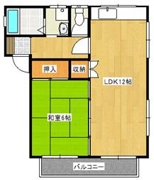 メゾン北原(1LDK/1階)の間取り写真