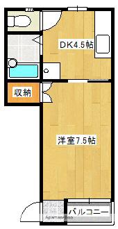 クレストコート B棟(1DK/2階)の間取り写真