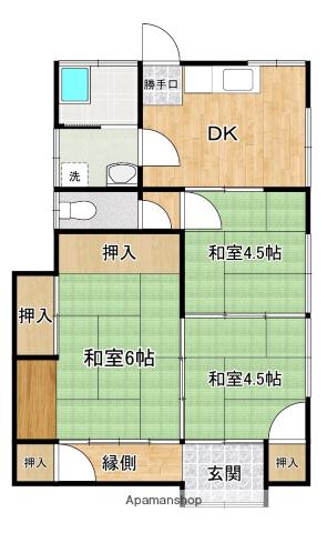 日豊本線 都城駅 バス乗車時間：10分 上郡元町バス停で下車 徒歩4分 1階建 築113年(3DK)の間取り写真