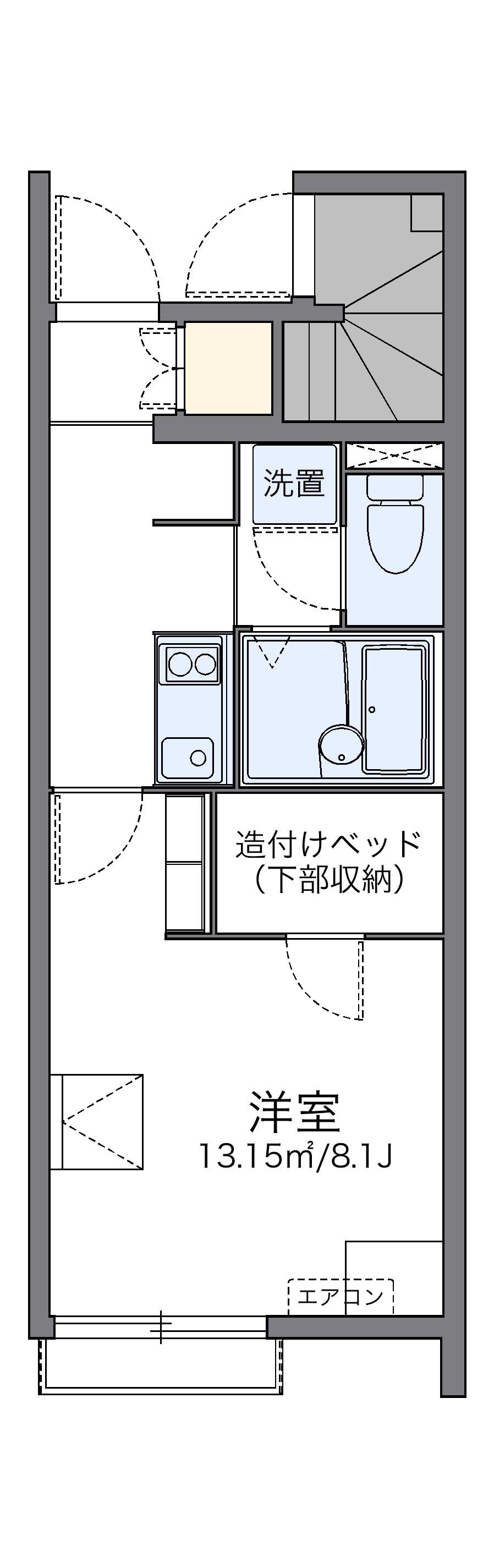 レオネクストエルビエンⅢ(1K/1階)の間取り写真