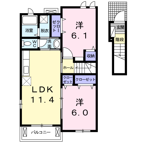 トライ アクシス A(2LDK/2階)の間取り写真