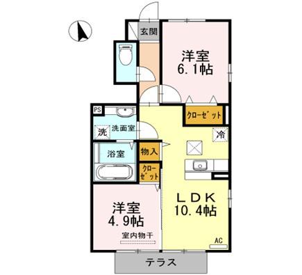 アビテプレミール(2LDK/1階)の間取り写真