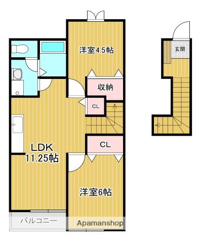 マーヴェラスST(2LDK/2階)の間取り写真