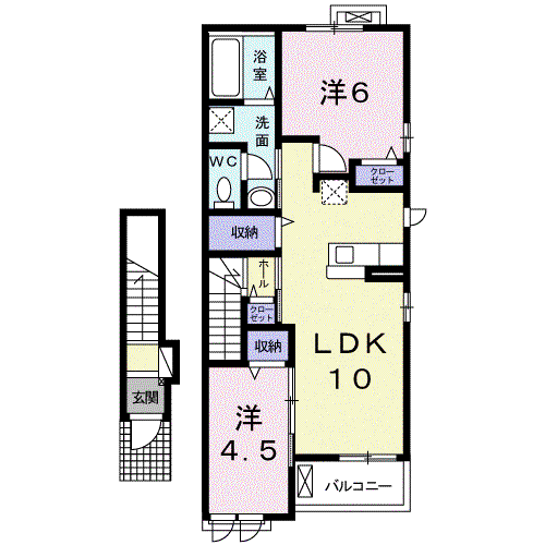 サニー Ⅱ(2LDK/2階)の間取り写真