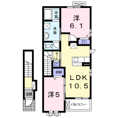 メゾン・ド・コンフォート Ⅱ(2LDK/2階)の間取り写真