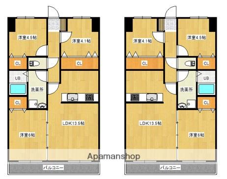 日豊本線 都城駅 徒歩4分 8階建 築8年(3LDK/3階)の間取り写真