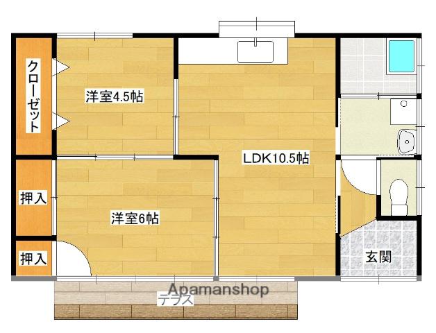 日豊本線 都城駅 バス乗車時間：15分 早水公園バス停で下車 徒歩6分 1階建 築36年(3DK)の間取り写真