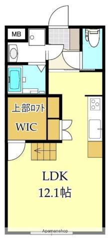 リヴィエールシャン都北町(ワンルーム/2階)の間取り写真