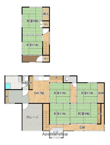 宮崎県都城市 2階建 築60年(6DK)の間取り写真