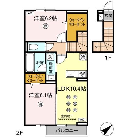 D-RESENA平江(2LDK/2階)の間取り写真