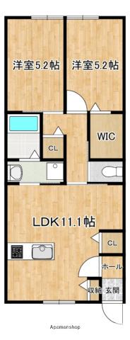 CASTELLO(2LDK/2階)の間取り写真