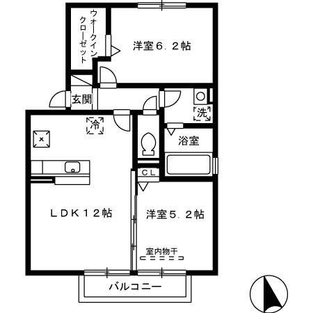NS BLANC C棟(2LDK/1階)の間取り写真