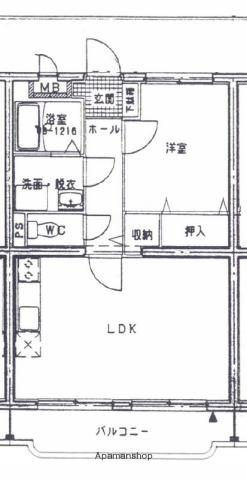 セルリア大橋(1LDK/2階)の間取り写真