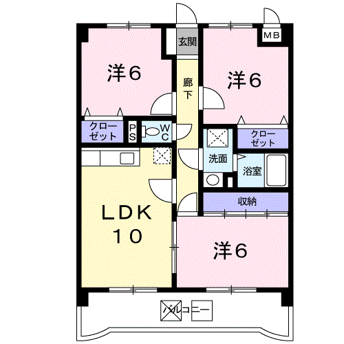 ラフィーナサイト(3LDK/2階)の間取り写真