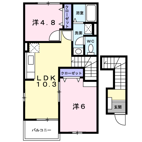 ミキハイツ A棟(2LDK/2階)の間取り写真