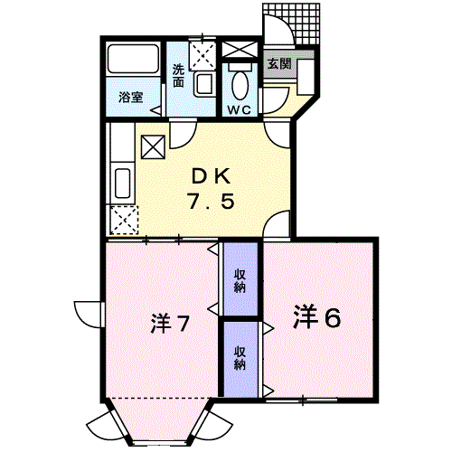 メゾンイースト(2DK/1階)の間取り写真