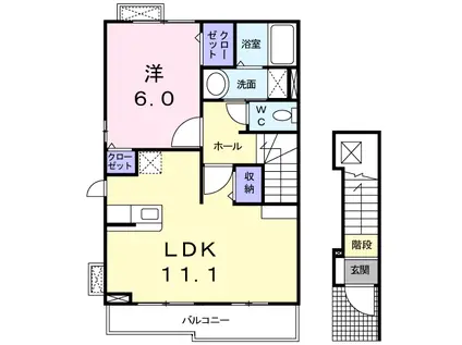 スカイフェリーチェ(1LDK/2階)の間取り写真