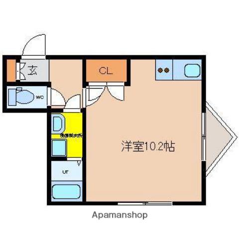 ルート宮崎(ワンルーム/1階)の間取り写真