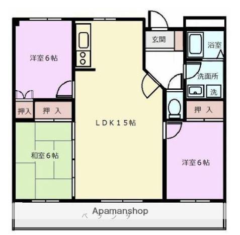 パストラル柳丸1(3LDK/2階)の間取り写真