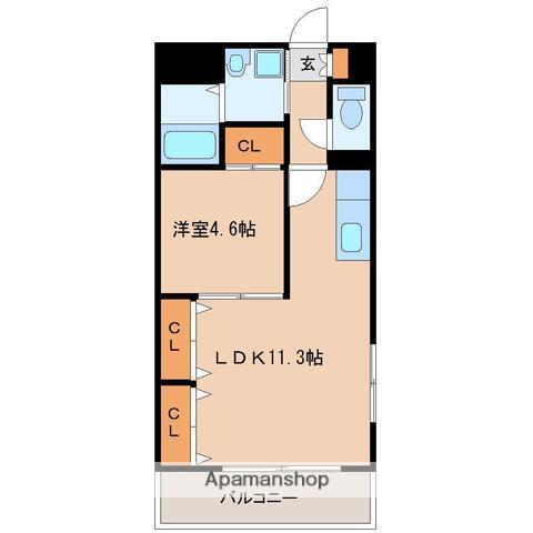 ウエストコースト(1LDK/3階)の間取り写真