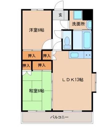 サンライズ吉村Ⅰ(2LDK/2階)の間取り写真