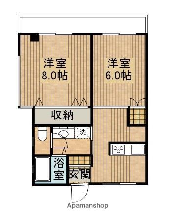 K1ビル(2DK/2階)の間取り写真