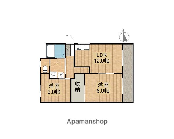第6三蔵ビル(2LDK/4階)の間取り写真