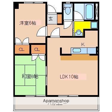 シャルム和知川原(2LDK/5階)の間取り写真
