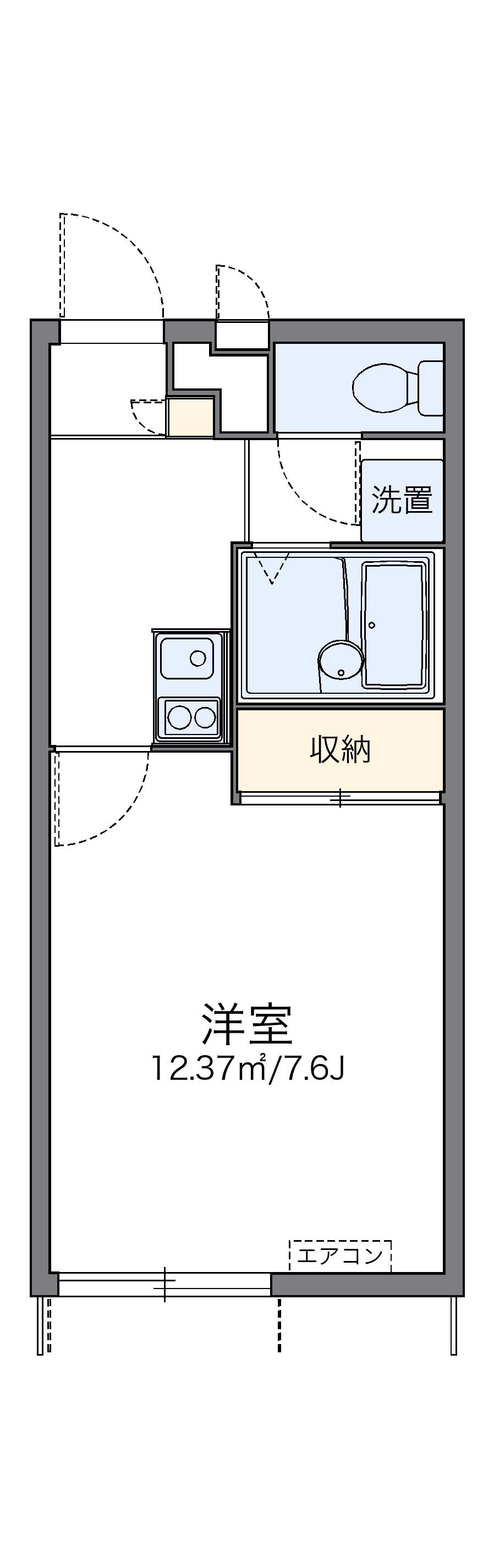 レオパレスみらい(1K/1階)の間取り写真