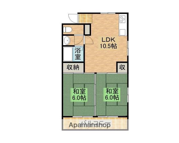 トレジャーハウス黒木(2LDK/2階)の間取り写真