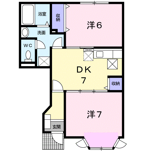 ピュアドリームⅡ(2DK/1階)の間取り写真