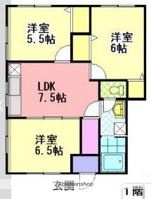 ピュアコート(3DK/1階)の間取り写真
