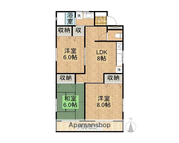 牧コーポ(3DK/1階)の間取り写真