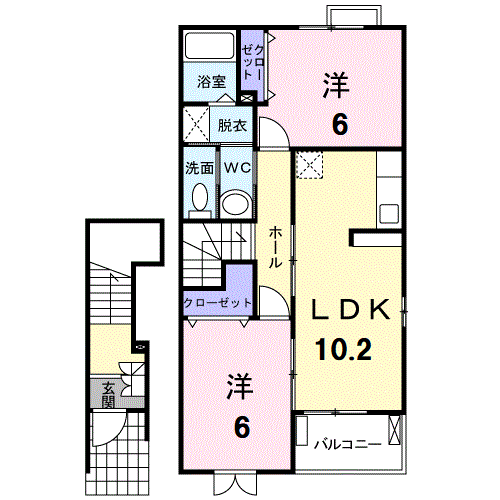 プリムローズ(2LDK/2階)の間取り写真