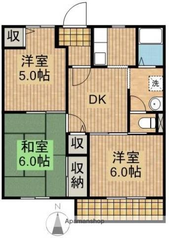 マリンハイツ(3DK/2階)の間取り写真