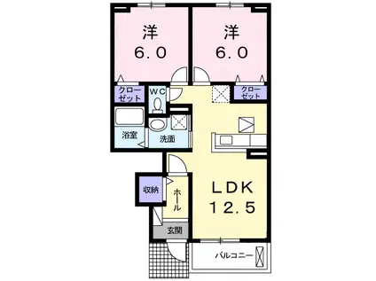 アバンダント・ライフ E(2LDK/1階)の間取り写真