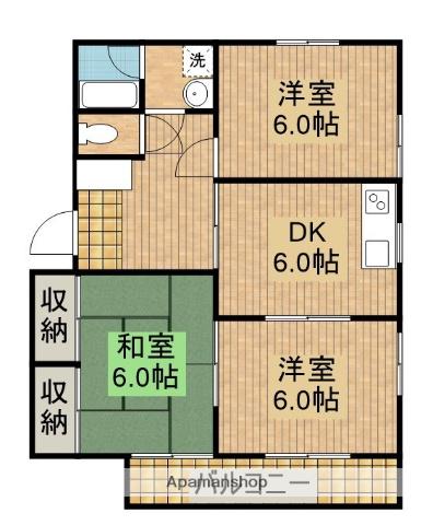 クレールマンション(3DK/2階)の間取り写真