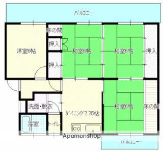 第1高橋マンション(4DK/1階)の間取り写真