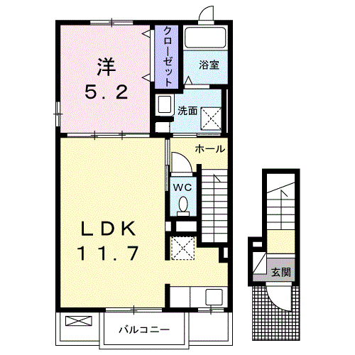 シュー スウィート(1LDK/2階)の間取り写真
