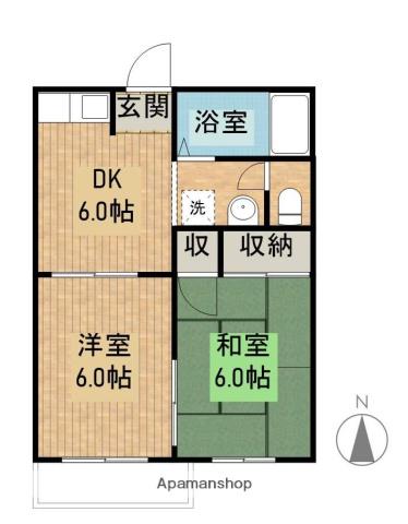 フォーブルⅢ A棟(2DK/2階)の間取り写真